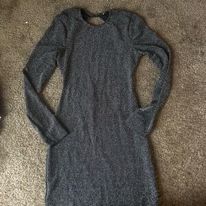 SHEIN Shimmering Gray Long Sleeve Dress